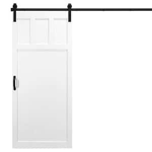 36 in. x 84 in. Craftsman White Alder Wood Interior Sliding Barn Door Slab with Hardware Kit