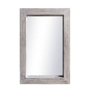 Natural Wood 24 in. W x 36 in. H Beatrice Framed Decorative Rectangle Wall Mirror, Rustic Brown