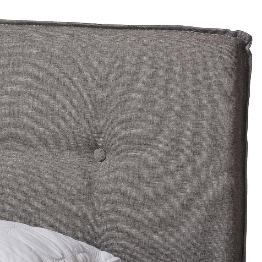 Audrey Light Grey Upholstered Queen Bed with Tufted Headboard