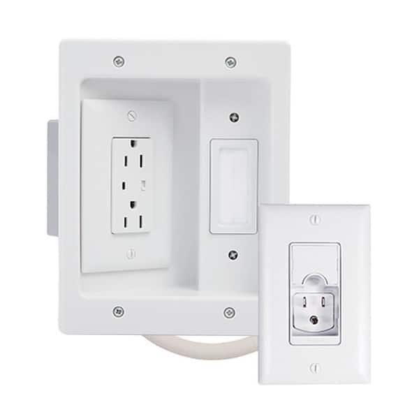 On-Q 6 ft. Cord In-Wall TV Low Voltage and Power Kit with Surge Protective Outlet White