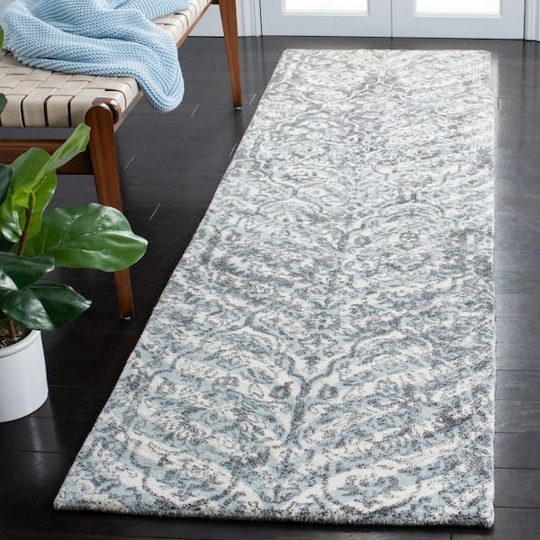 Restoration Vintage 2 ft. x 8 ft. Ivory/Sage Distressed Herringbone Runner Rug