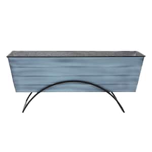 35.25 in. W Nantucket Blue Odette Stand With Large Flower Box Steel Planter