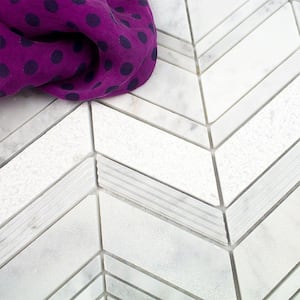 Dart Winged Carrera 11-3/4 in. x 11-3/4 in. x 10 mm Polished Marble Mosaic Tile