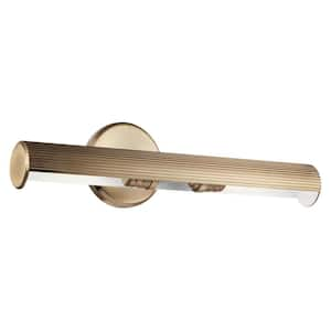 Midi 18 in. 2-Light Champagne Bronze LED Hallway Indoor Wall Sconce Picture Light with Adjustable Arm