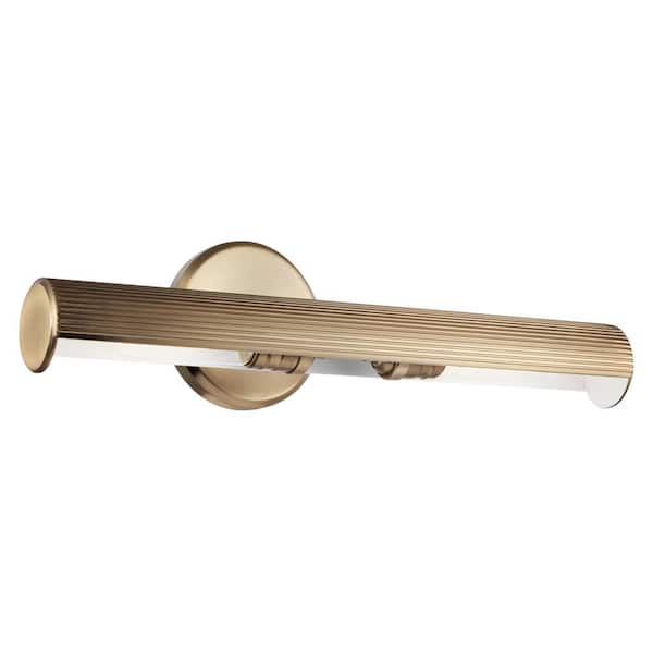 KICHLER Midi 18 in. 2-Light Champagne Bronze LED Hallway Indoor Wall Sconce Picture Light with Adjustable Arm