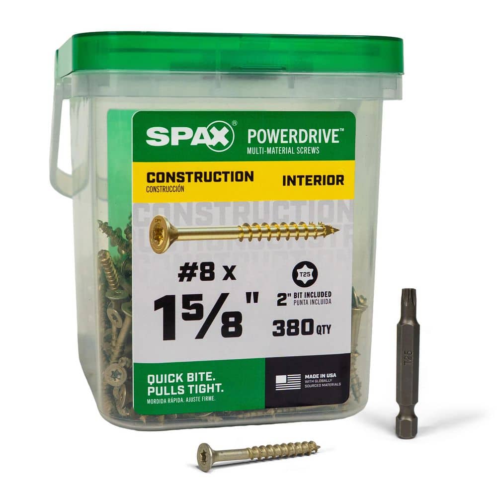 "#8 x 1-5/8 in. PowerDrive Interior T25 T-Star Flat Head Construction Wood Screws (380-Pieces)" price history on PriceWatchPro