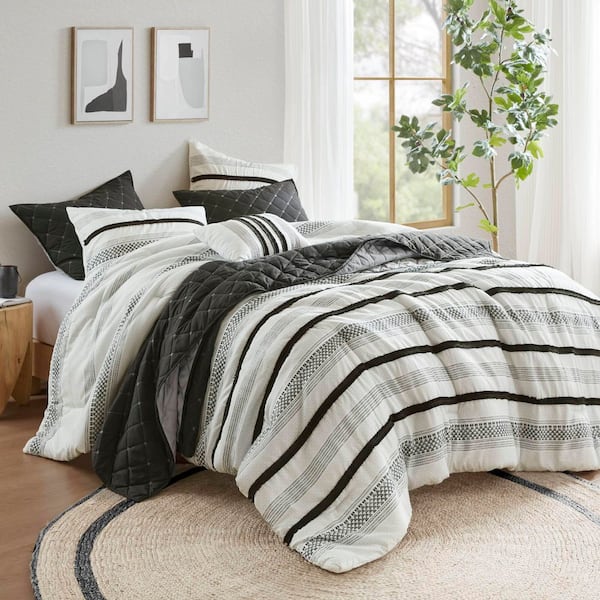 7 Piece King/Cal King Multicolor Comfortable Stripe Pattern and