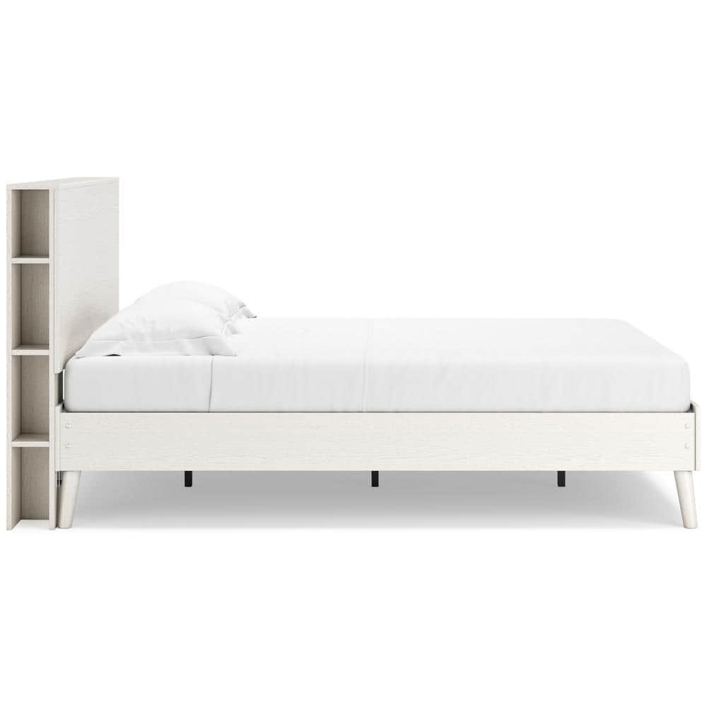 White Queen Contemporary Bookcase Headboard with Storage