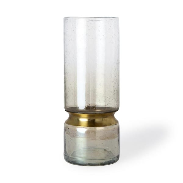 HomeRoots 13 in. Gold Metal Cylinder Decorative Vase