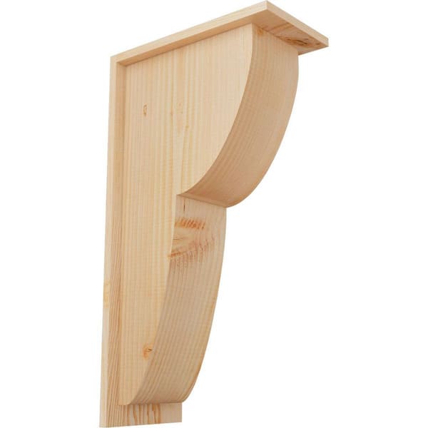 Ekena Millwork 7-1/2 in. x 14 in. x 26 in. Douglas Fir Crestline Smooth Corbel with Backplate