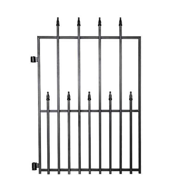NUVO IRON Quick Fence Series 24in. W x 34 in. H Black Steel Coral Fence Double Gate Latch Included