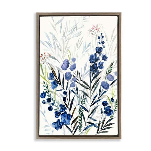 Stupell Industries Varied Indigo Herbs by Hannah Dawson Brown Floater Frame Nature Graphic Art Print 25 in. x 17 in.