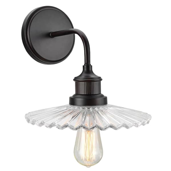 Aspen Creative Corporation 1-Light Oil Rubbed Bronze Vanity Light with Clear Glass Shade