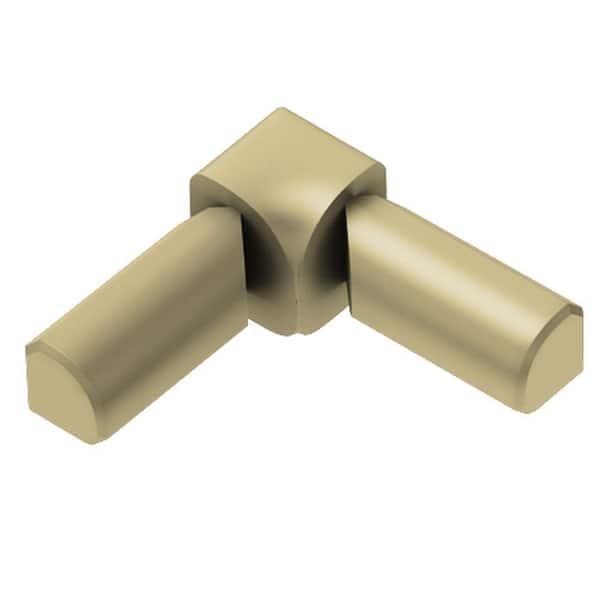 Schluter Rondec Satin Brass Anodized Aluminum 1/2 in. x 1 in. Metal 90 Degree Double-Leg Inside Corner