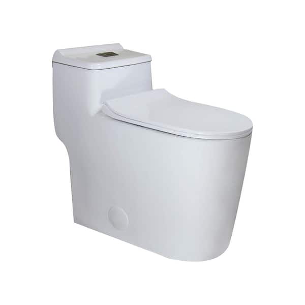 Yingze 12 in. 1-Piece 1.1/1.6 GPF Dual Flush Modern Round Toilet