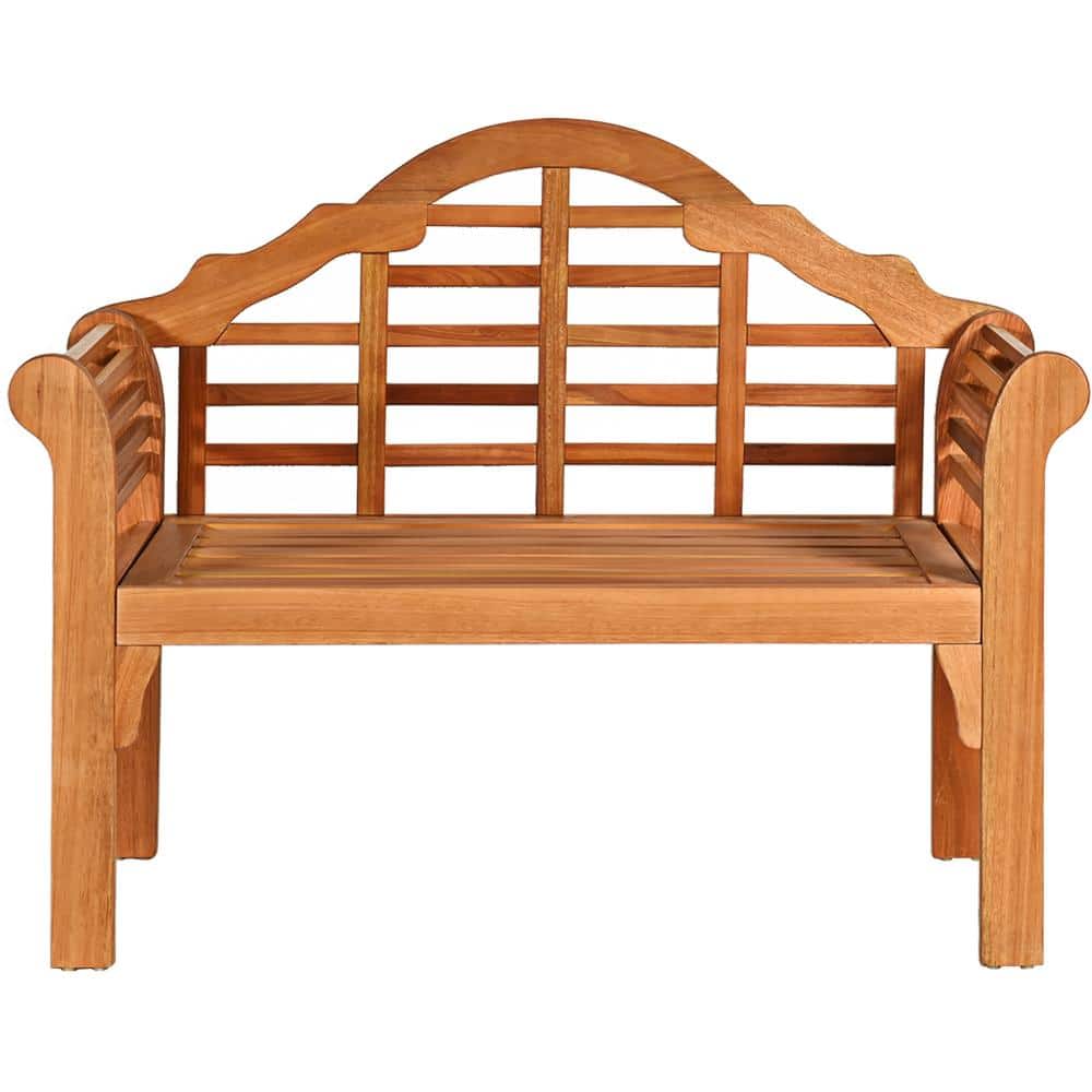 Ecooso 49 in. Eucalyptus Wood Folding Outdoor Bench with Backrest and Armrests, Natural