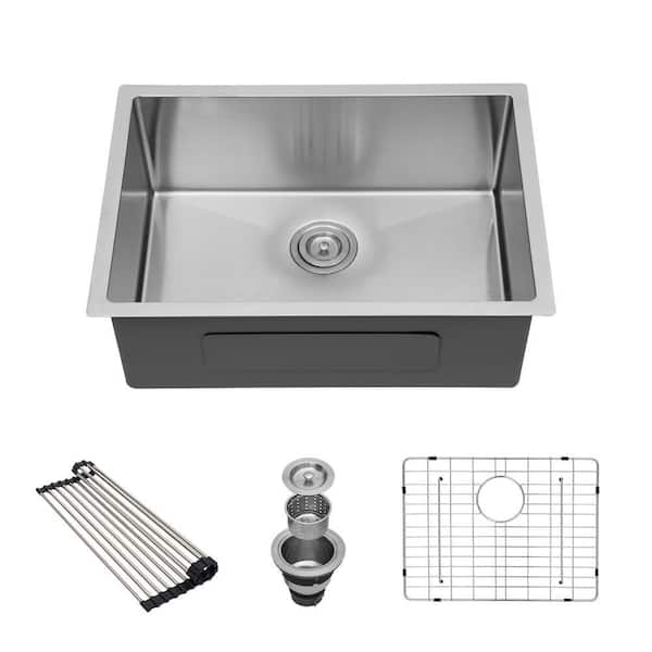LORDEAR 27 in.Single Bowl 16-Gague T304 Stainless Steel Undermount