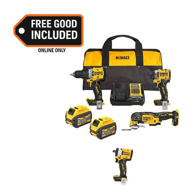 20V MAX Lithium-Ion Cordless 3-Tool Combo Kit and 1/2 in. Impact Wrench with (2) Flexvolt 6.0 Ah Batteries and Charger