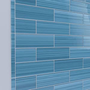 Hand Painted Trim 1 in. x 12 in. Astoria Blue 60 Glass tile (0.083 sq. ft./1 Piece)