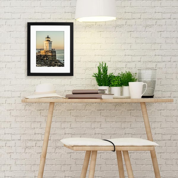 8 in. x 10/11 in. x 13 in. Black Matted Linear Classic Wood Picture Frame