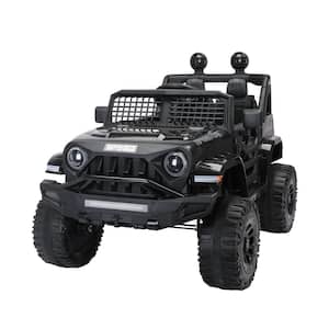 12 in. Black Kids Truck Car 2.4G with Parents Remote Control, 3-Speed Adjustable, Power Display, MP3, Bluetooth, LED