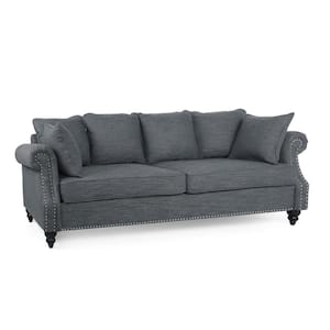 Viewland 83 in. Rolled Arm 3-Seater Removable Covers Sofa in Charcoal/Dark Brown