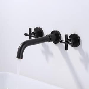 Modern Double Handle Wall Mounted Bathroom Faucet in Oil Rubbed Bronze