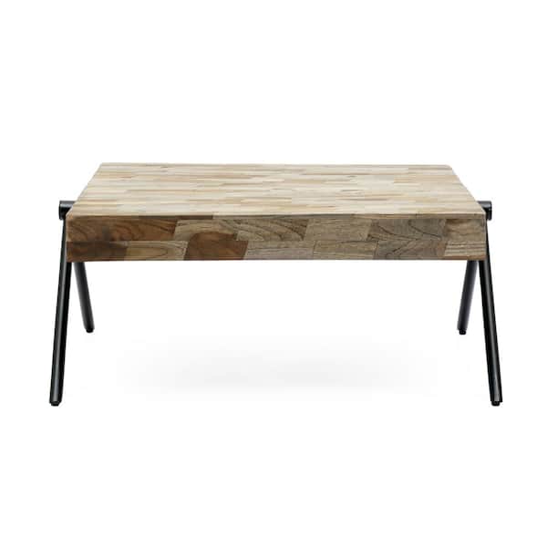 Noble House Gurley Black Square Wood Outdoor Coffee Table