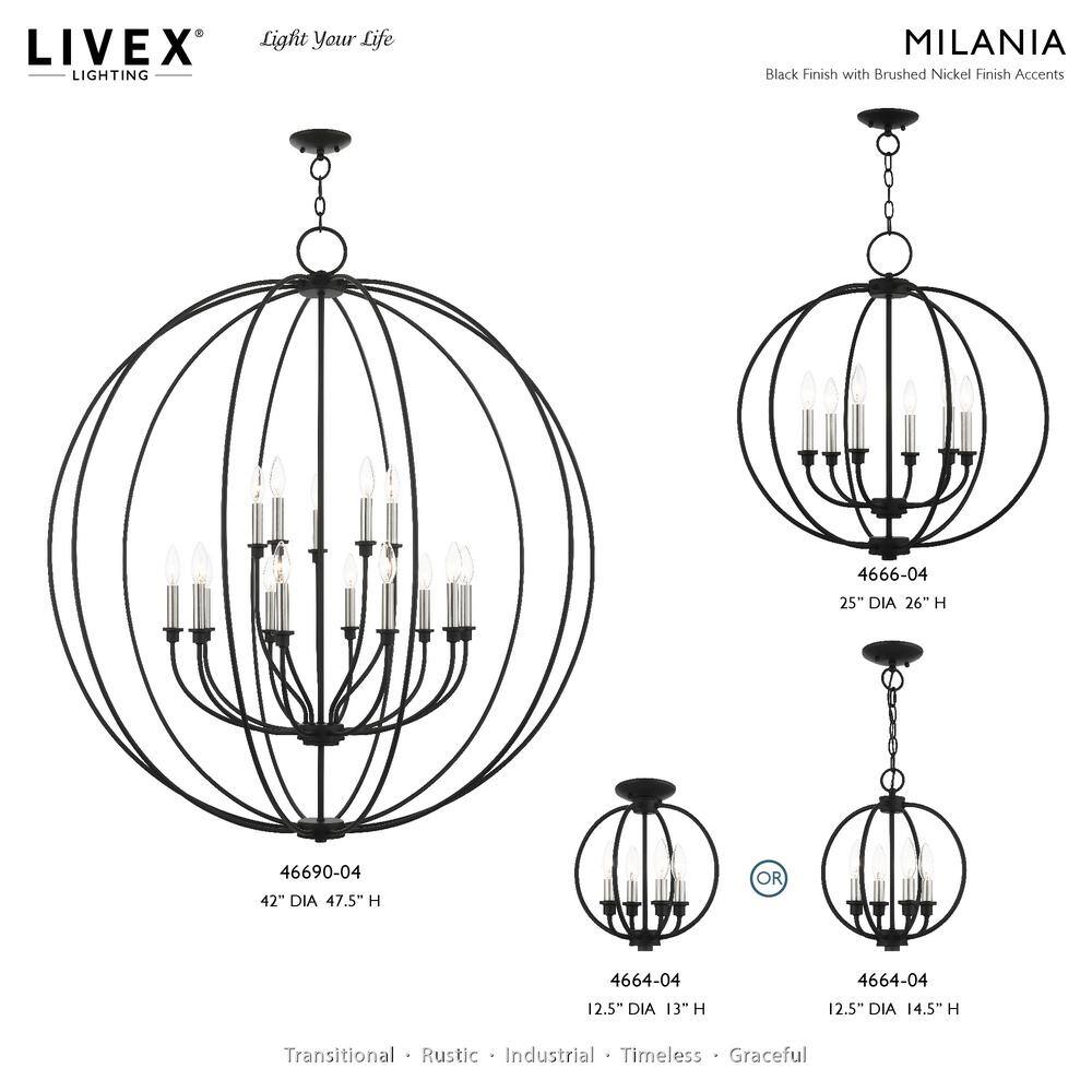 Elegant Black and Brushed Nickel 4-Light Crystal Pendant