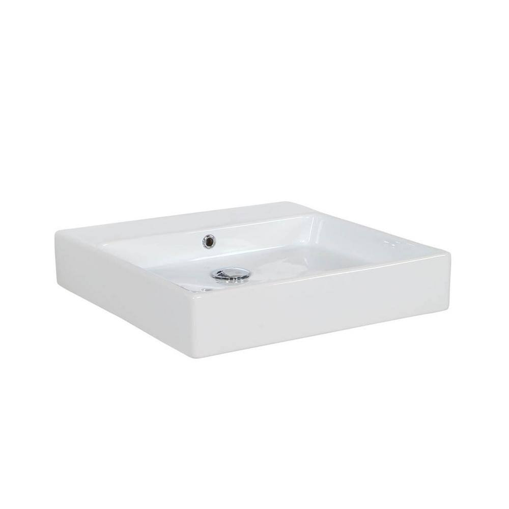 Simple White Ceramic Square Wall-Mount Bathroom Sink