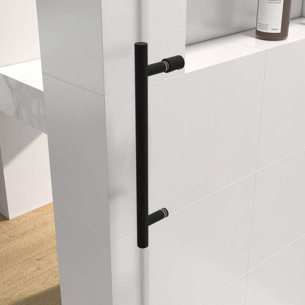 60'' Matte Black Frameless Sliding Shower Enclosure