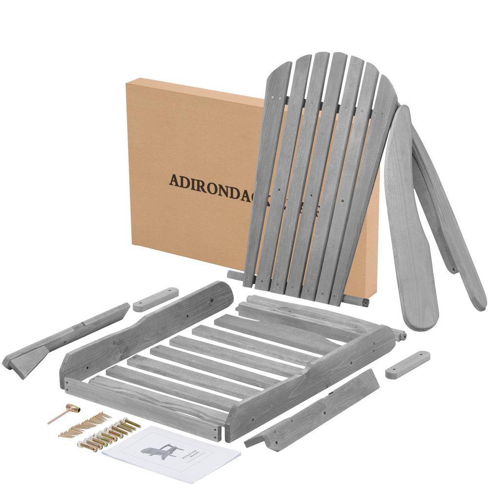 Gray Wood Adirondack Armchair for Outdoor Use