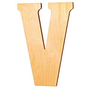 Wooden Letter Monogram Room Decor - 18 Inches Tall - Unfinished Vintage Cursive Wood Initials - ''Letter V''
