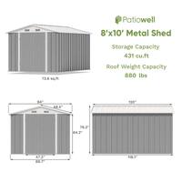 8 ft. W x 10 ft. D Gray Metal Storage Shed 80 sq. ft.