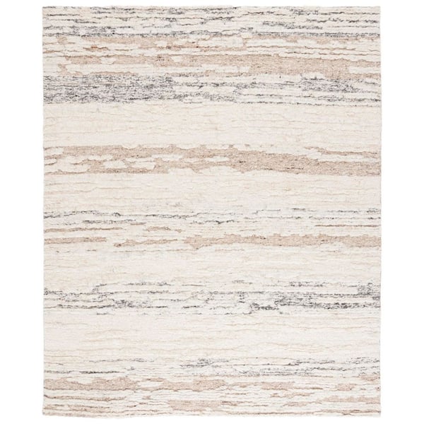 Tribeca 10 ft. x 14 ft. Ivory/Brown Faded Striped Area Rug
