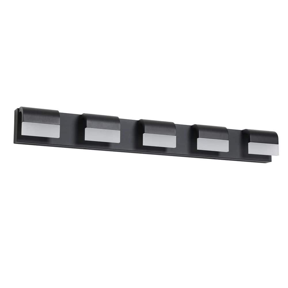 52 in. Modern 7-Light LED Vanity Light - Matte Black Iron Finish with Acrylic Shades, Dimmable Cool White 6000K price history on PriceWatchPro