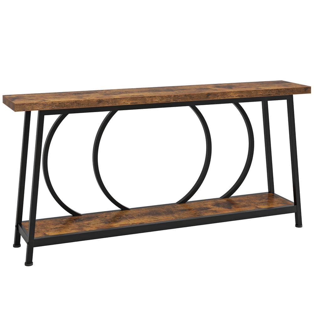 BYBLIGHT Turrella 70.9 in. Rustic Brown Rectangle Wood Extra Long