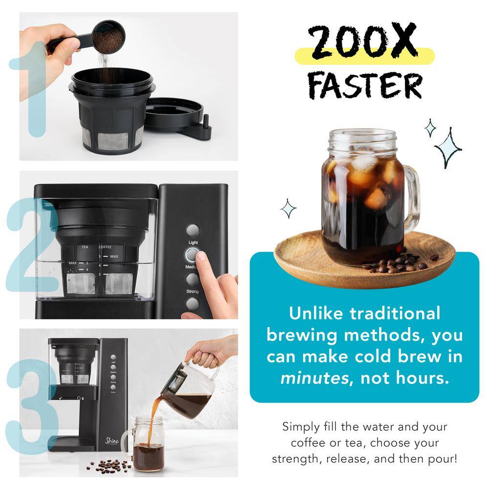Shine Black Cold Brew Coffee and Tea Machine with Vacuum Technology