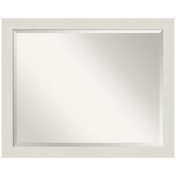 Amanti Art Medium Rectangle Distressed CreamWhite Beveled Glass Modern Mirror (25.5 in. H x 31.5 in. W)