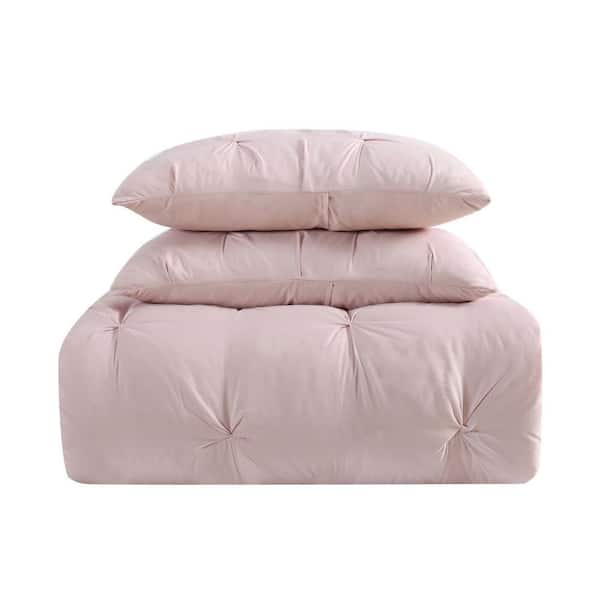 Truly Soft Everyday Pleated 4 Piece Full/Queen Removeable Cover Microfiber Comforter Set in Blush