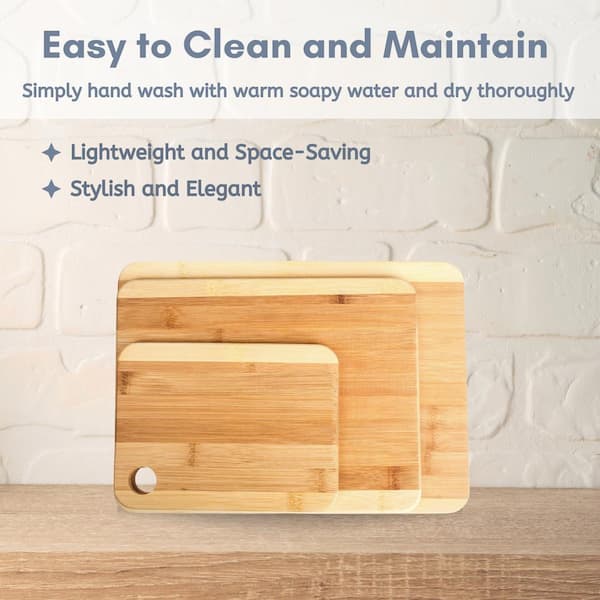  Cutting Board Set Easy-to-Clean Bamboo Wood Board with