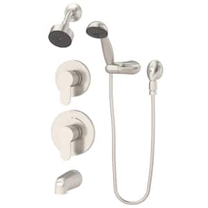 Identity 2-Handle Tub and Shower Faucet Trim Kit with Hand Shower in Satin Nickel (Valve Not Included)