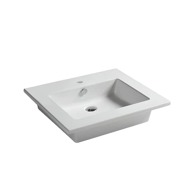 WS Bath Collections Drop 61 24 0 Drop In Bathroom Sink In Glossy White   Glossy White Ws Bath Collections Drop In Bathroom Sinks Drop 61 01 Wg 64 600 