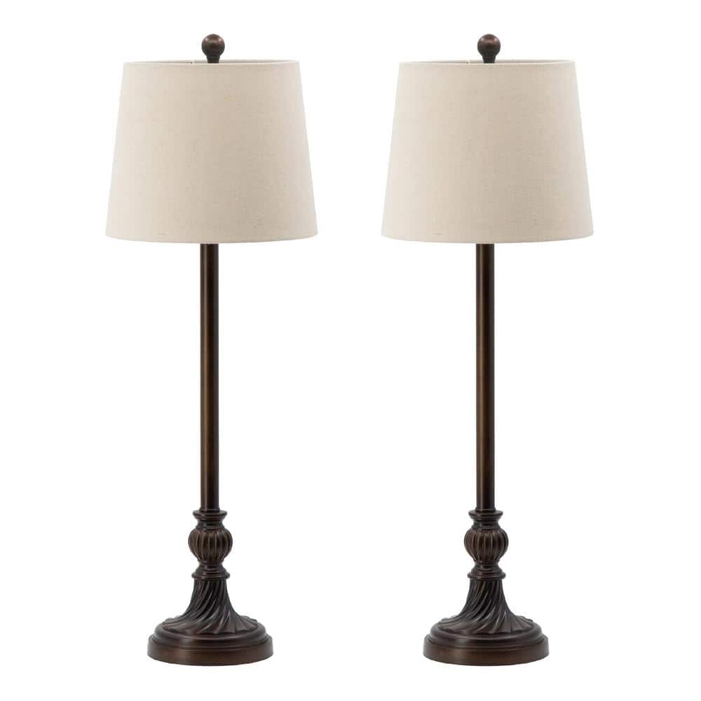 a&b home traditional table lamp with empire shade - set of 2 - brown/white
