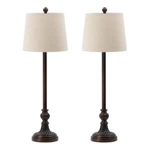 32.8 in. Brown Bedside Table Lamp Set and (Set of 2)