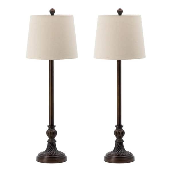 A & B Home 32.8 in. Brown Bedside Table Lamp Set and (Set of 2)
