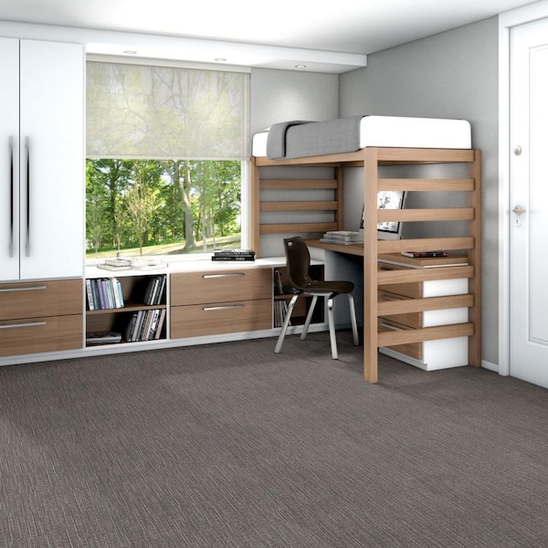 Castaway - Granite - Gray Commercial 24 x 24 in. Glue-Down Carpet Tile Square (80 sq. ft.)