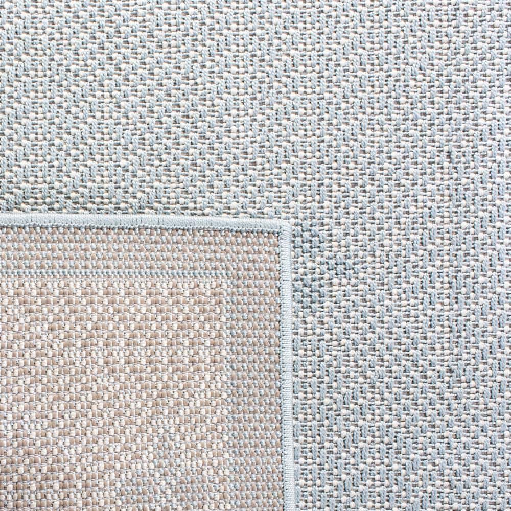 Light Blue/Ivory Synthetic 78'' Square Easy-Care Area Rug