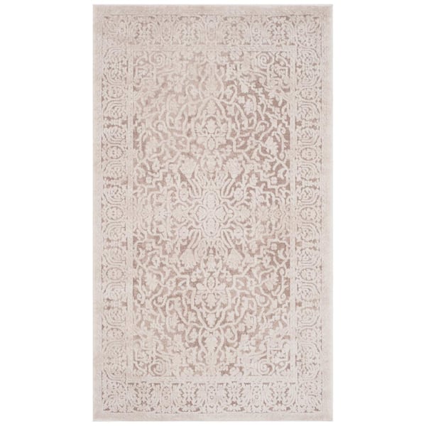 Reflection 2 ft. x 4 ft. Beige/Cream Distressed Floral Area Rug