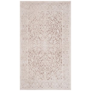 Reflection Beige/Cream Doormat 3 ft. x 5 ft. Distressed Floral Area Rug
